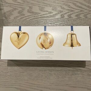 Georg Jensen Gold Heart, Ball, and Bell Ornaments 2021